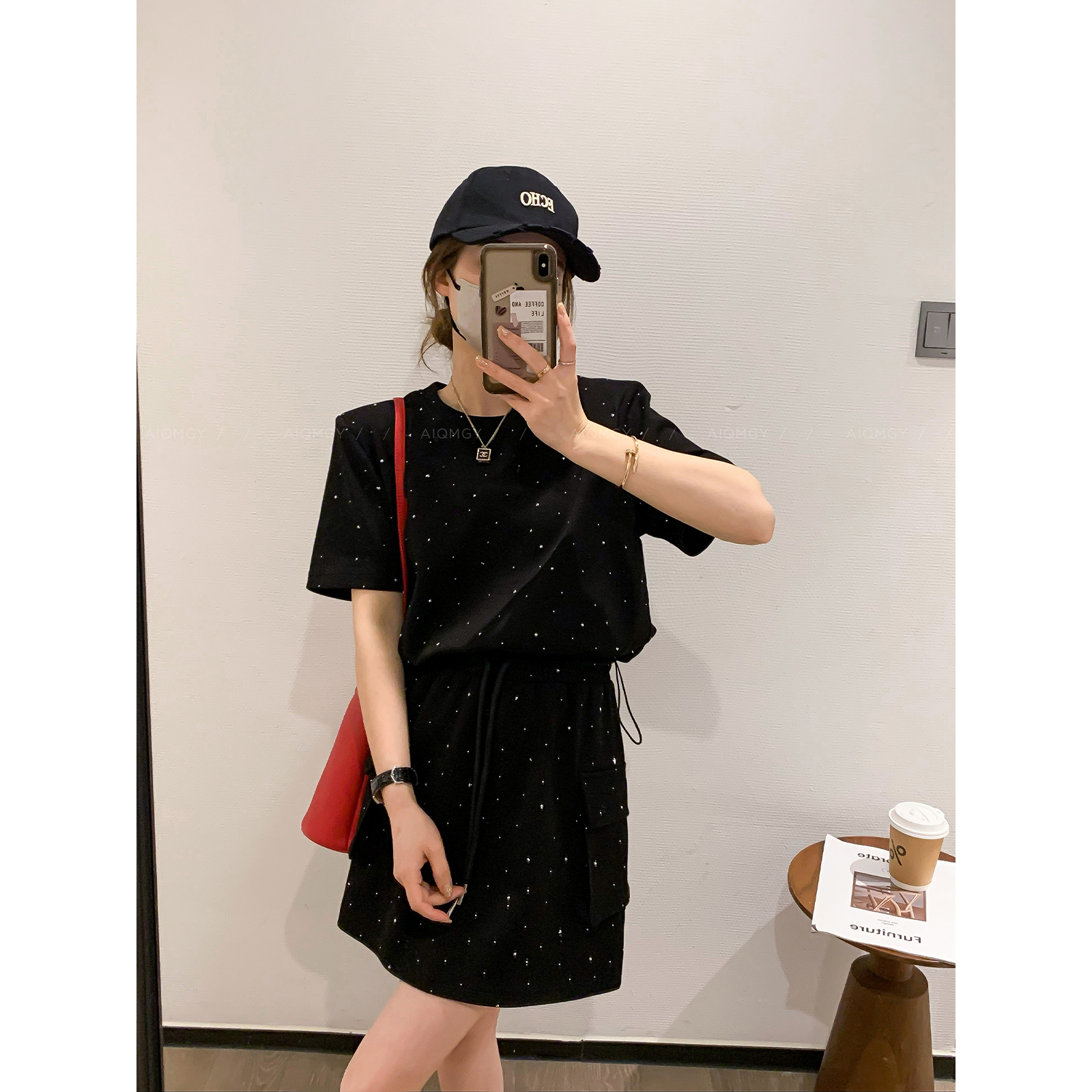 短袖上衣半身裙套装女时尚
