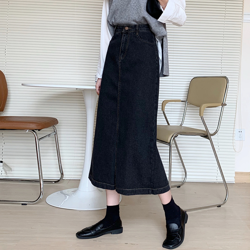 黑色半身裙女秋冬长款