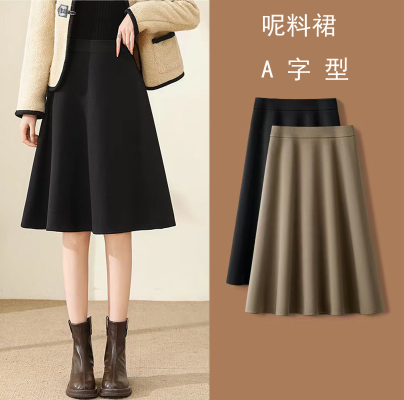 黑色半身裙女秋冬长款