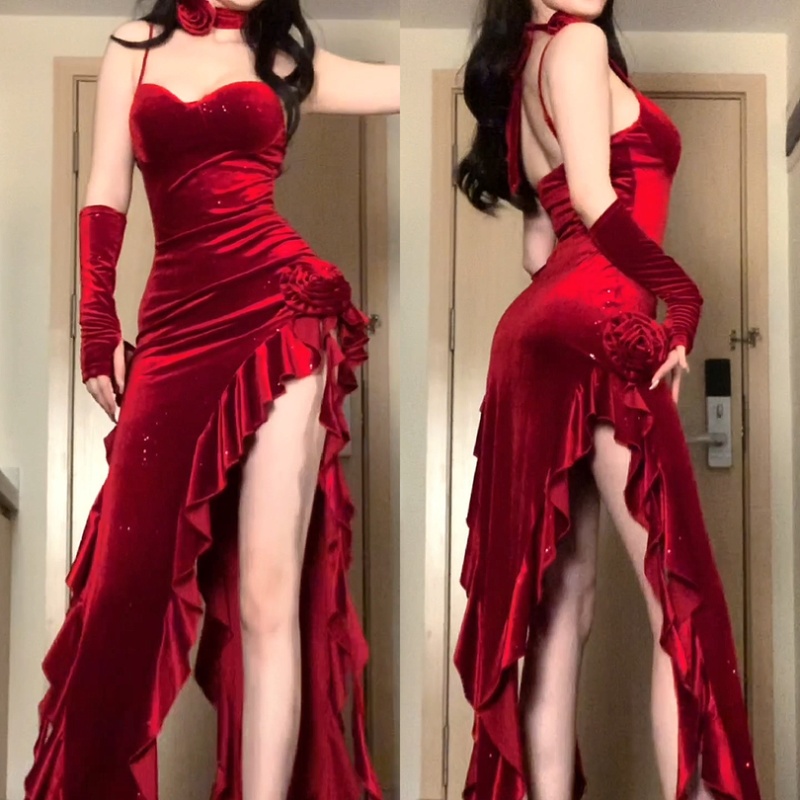 红色连衣裙礼服