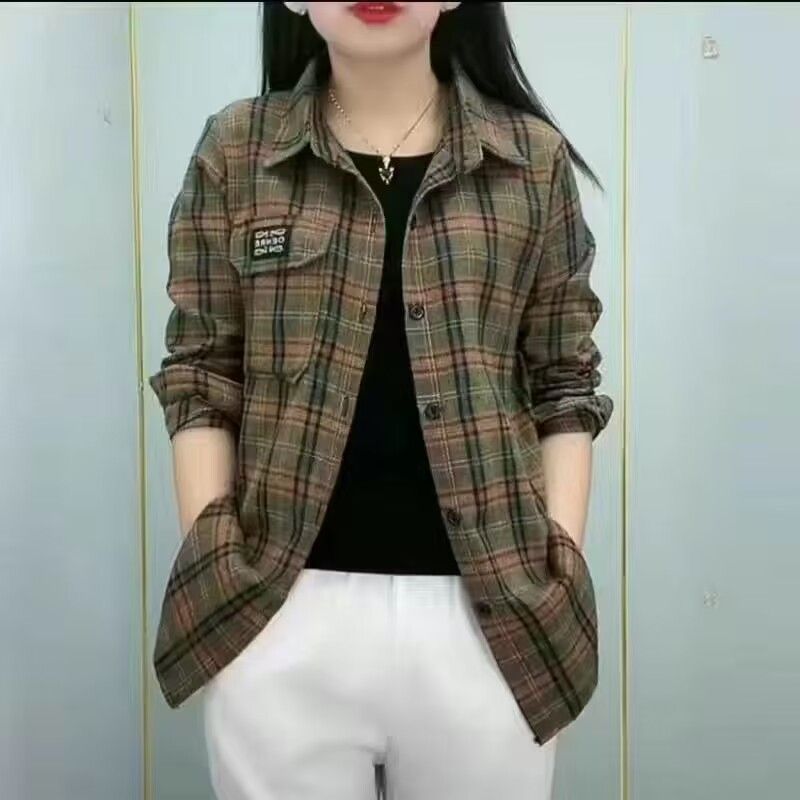 女士春秋格子上衣