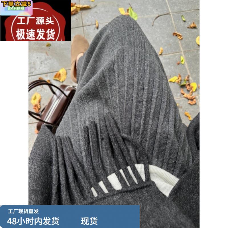 灰色毛呢半身裙女秋冬长裙
