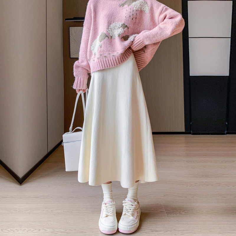 针织半身裙女秋冬中长款