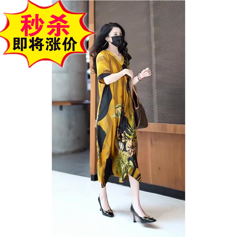 连衣裙夏高贵印花
