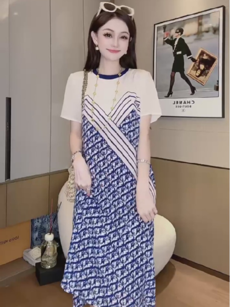 印花真丝双绉连衣裙