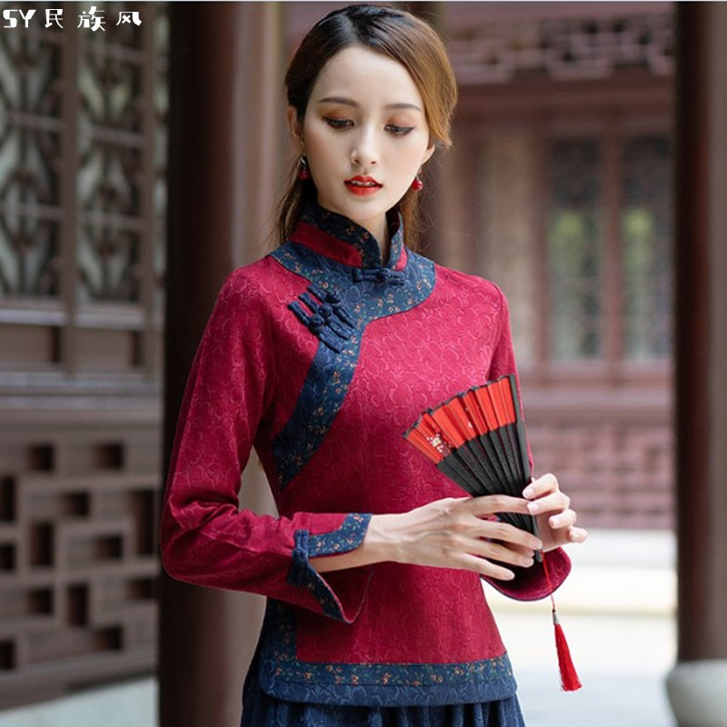 中式复古改良旗袍中国风上衣女秋