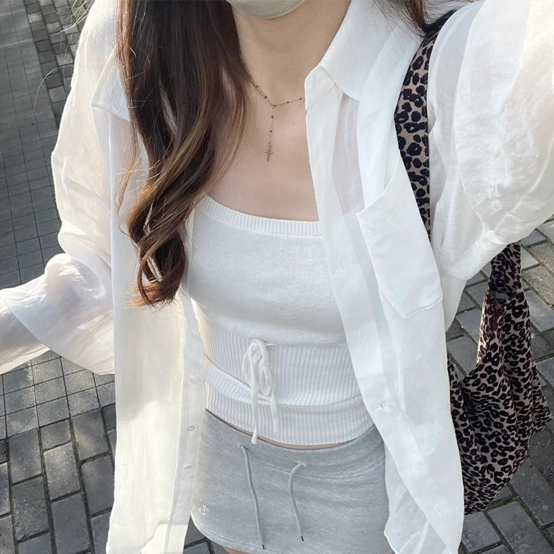 白色长袖衬衫女夏