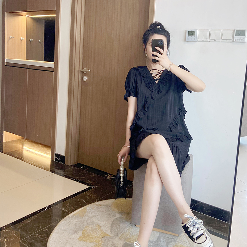 微胖女生连衣裙夏显瘦