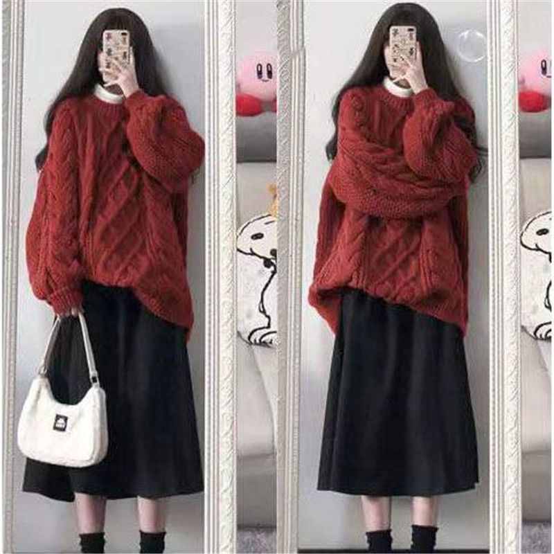 大码半身裙女胖mm秋冬套装