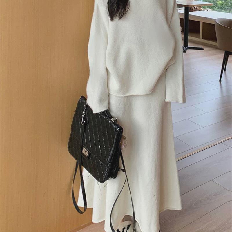 针织半身裙套装女秋冬软糯毛衣两件套