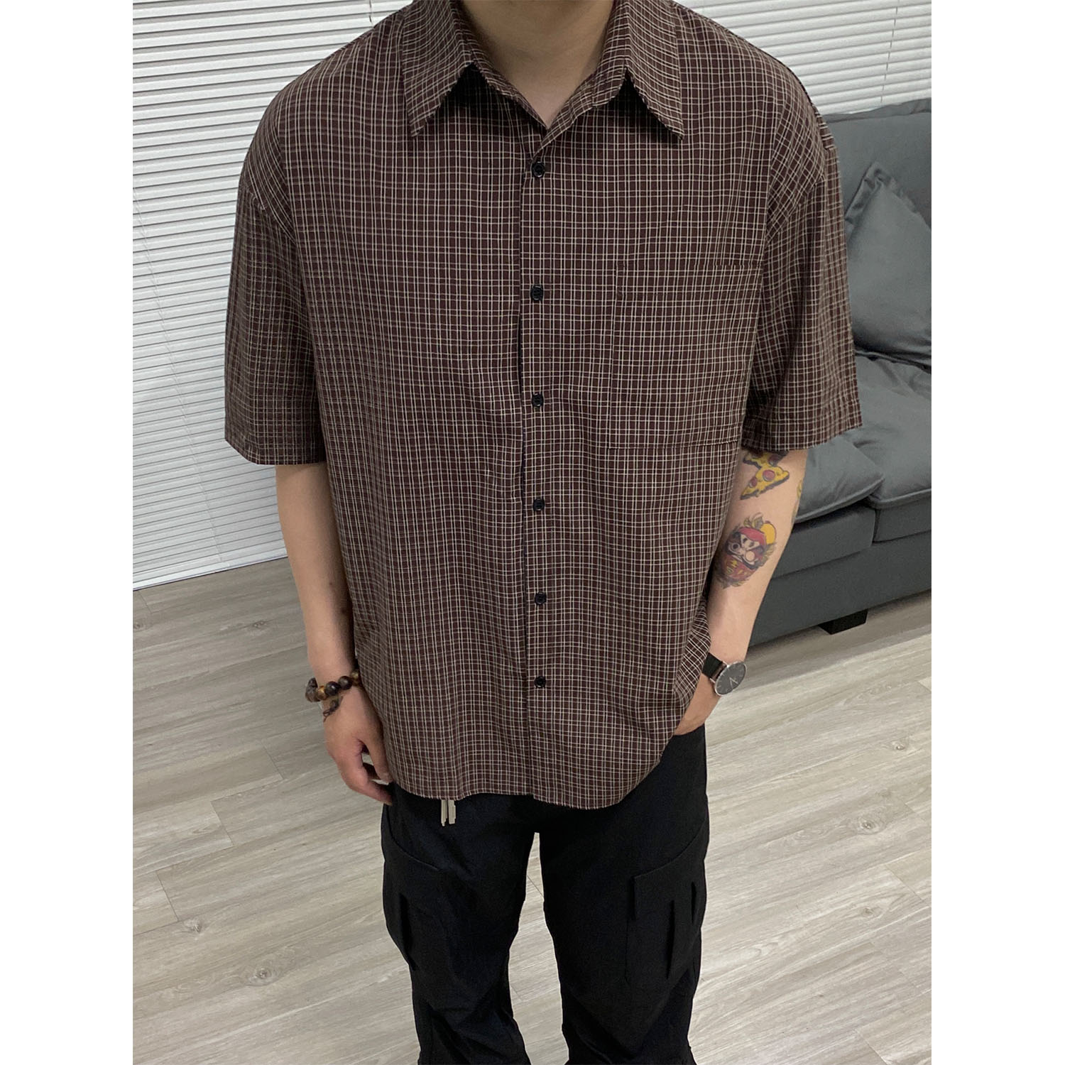 格子翻领衬衫女高级感上衣