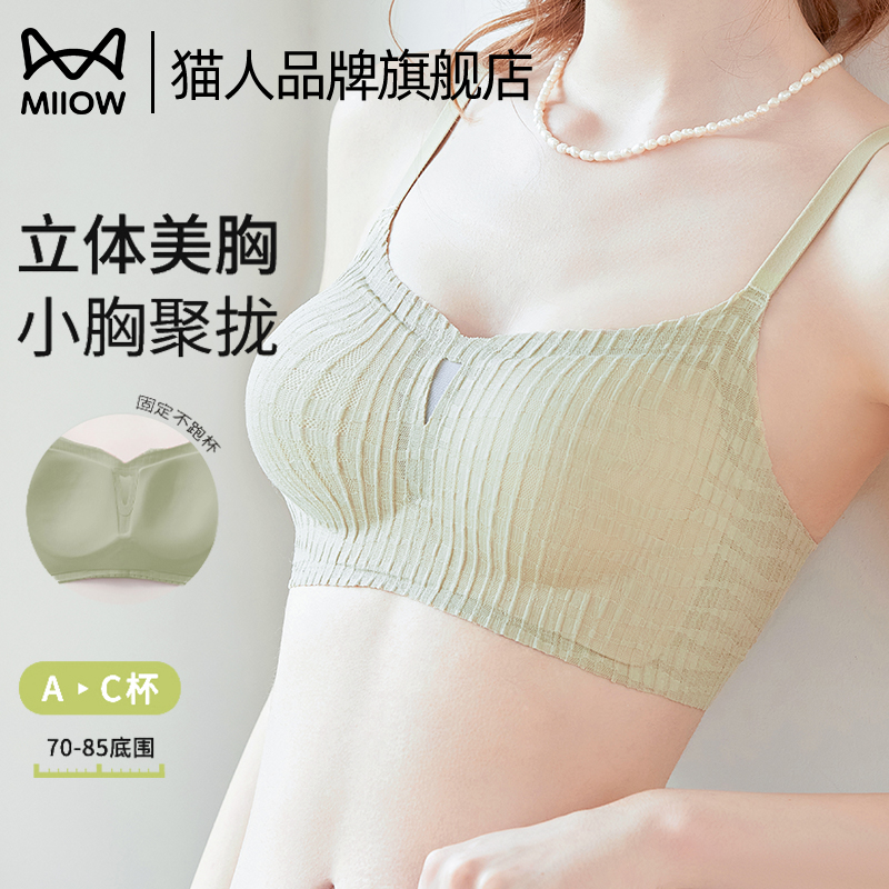 猫人内衣女夏季薄款小胸聚拢