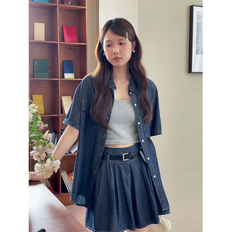牛仔半身裙套装两件套短裙