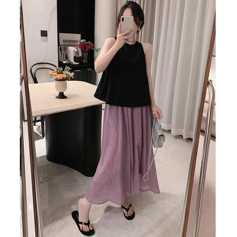 孕妇套装夏无袖背心上衣半身裙两件套