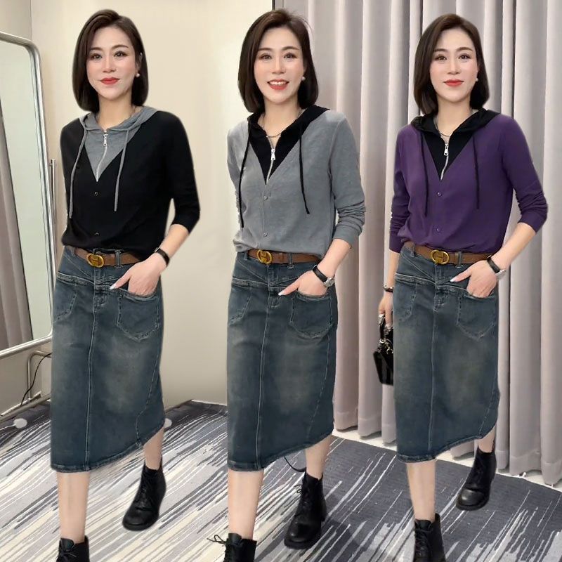 牛仔半身裙套装2025新款女