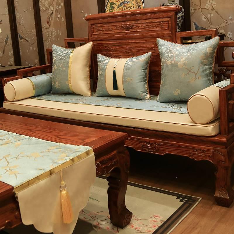现代实木沙发坐垫带靠背