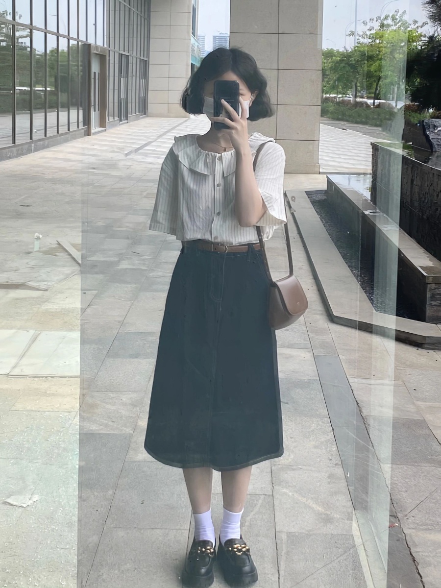 牛仔半身裙套装两件套