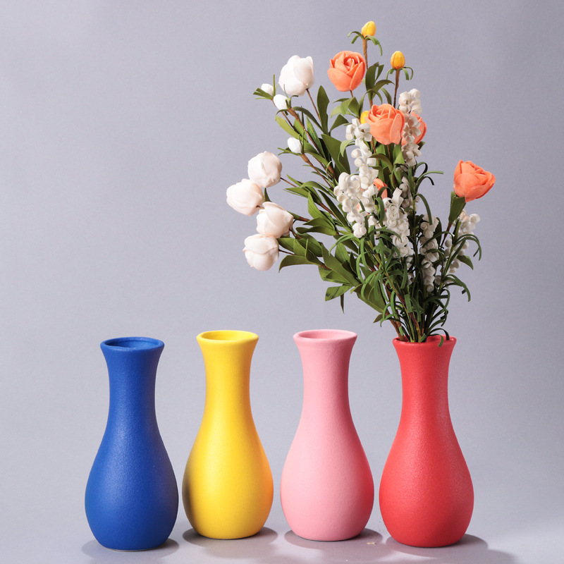 彩色陶瓷花瓶摆件