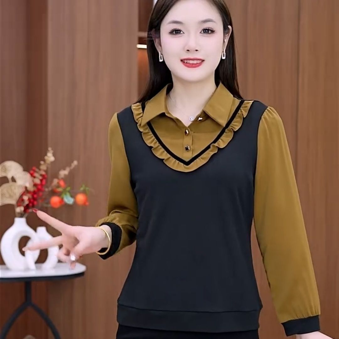 荷叶袖衬衫女