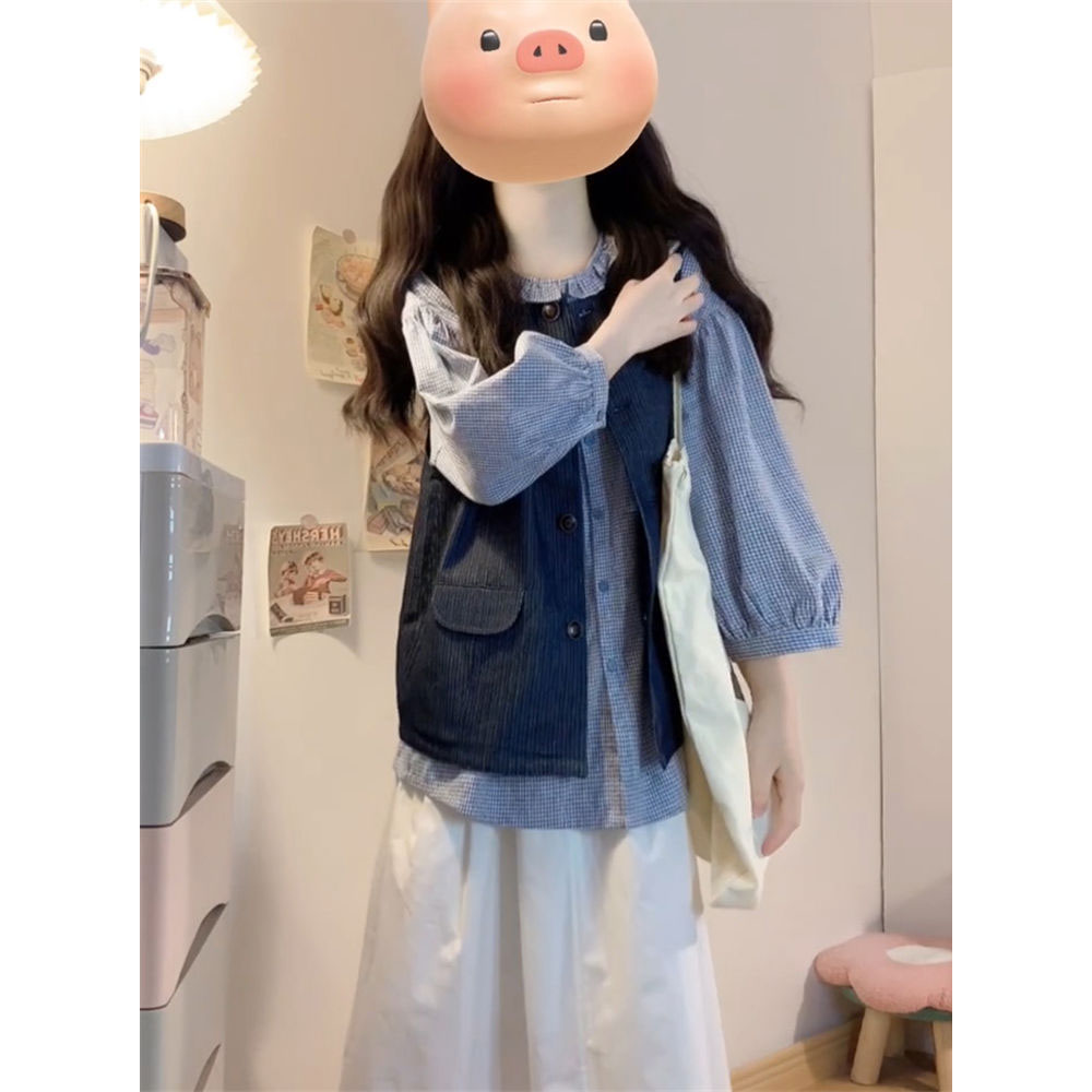 格纹套装女