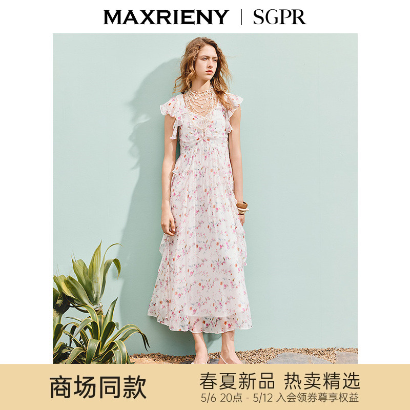 夏真丝印花连衣裙桑蚕丝
