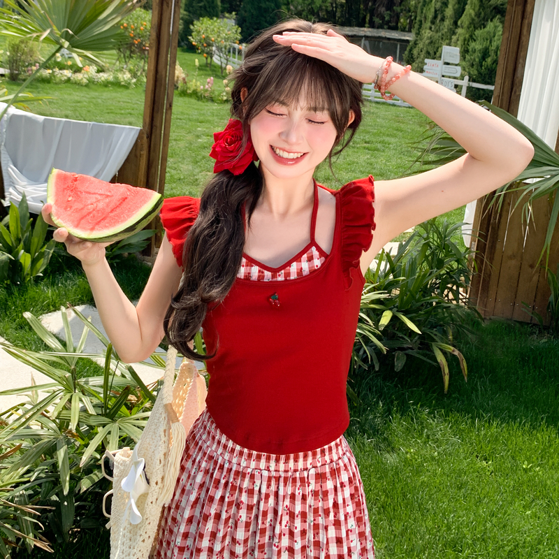 小格子上衣女夏
