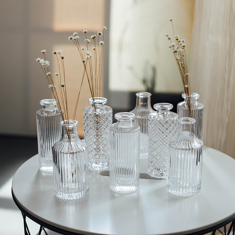 玻璃花瓶透明插花水养小口径