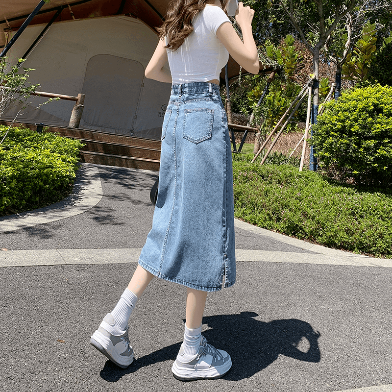 牛仔半身裙夏薄款中长款