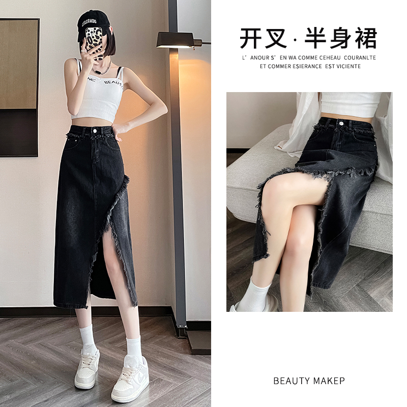 大码a字开叉半身裙夏