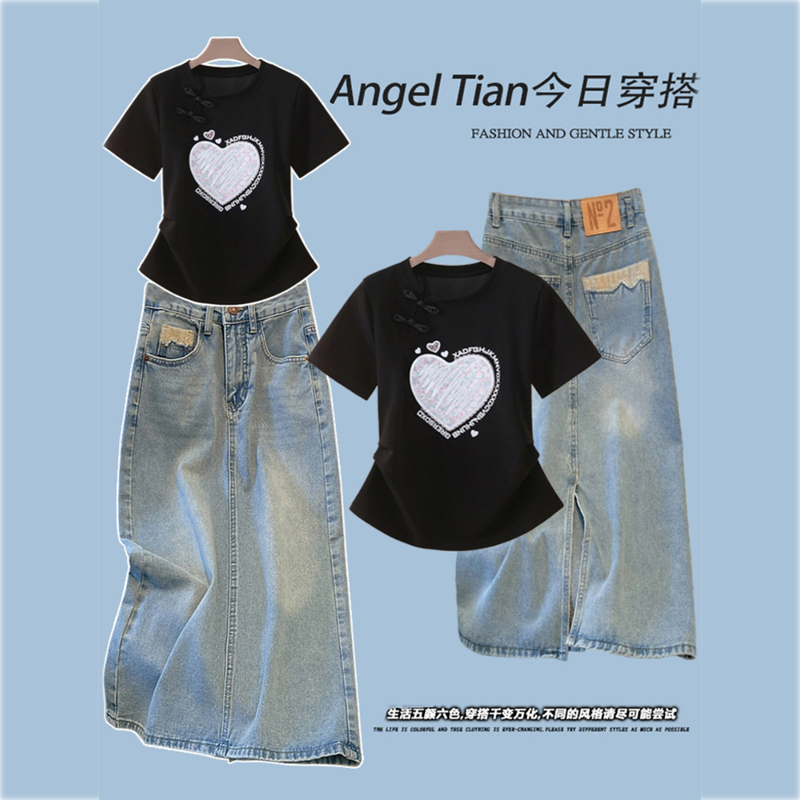 今年流行的套装裙短袖t恤半身裙女