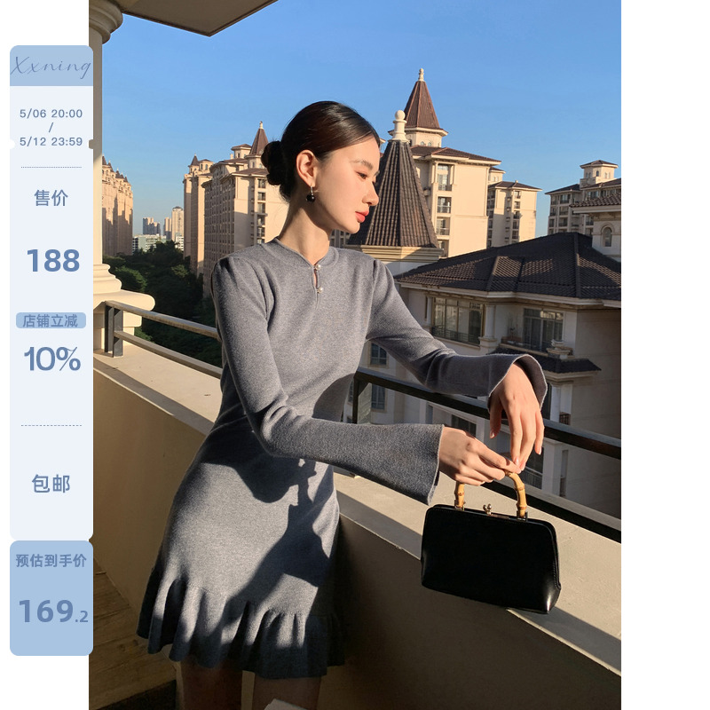 荷叶袖连衣裙 新中式