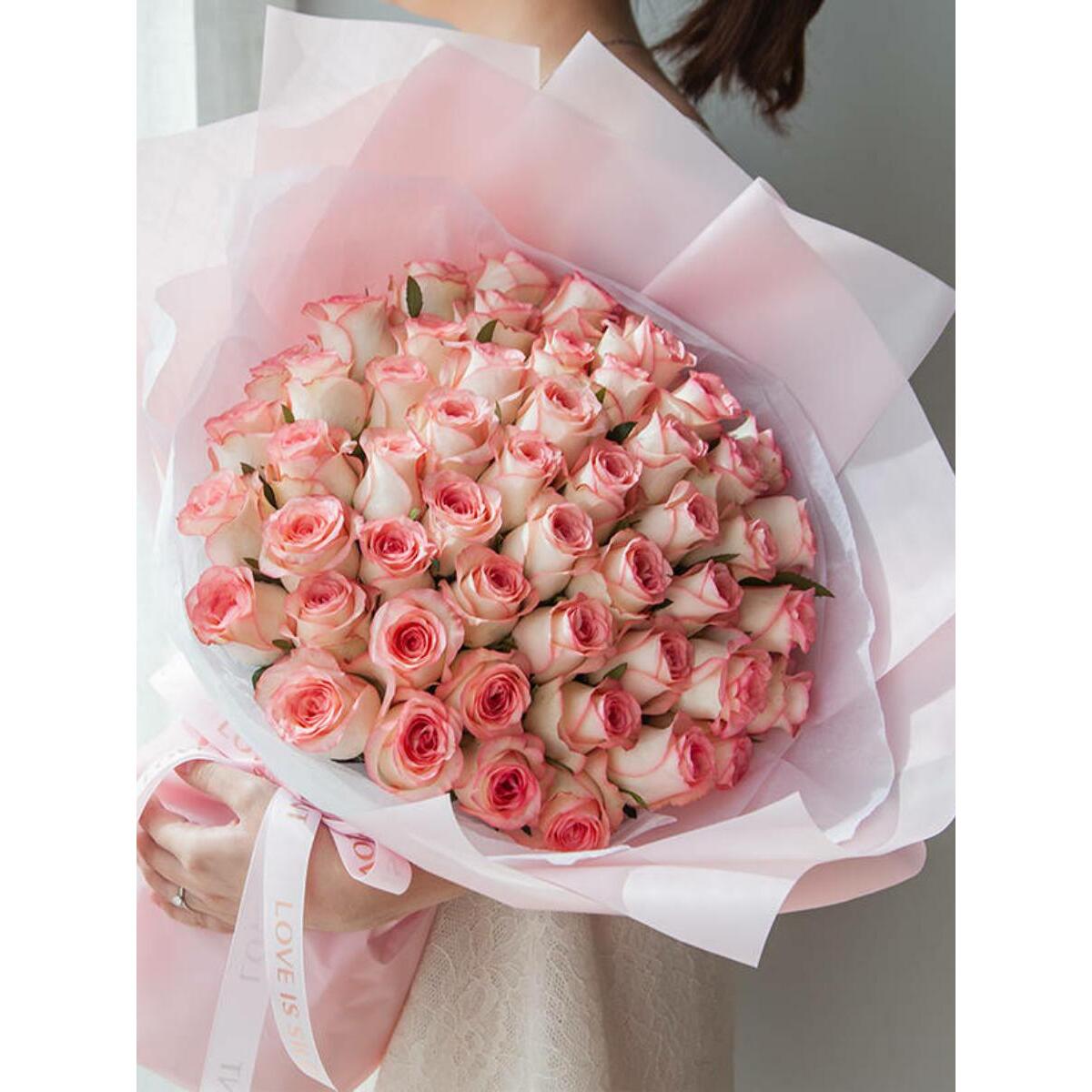 52朵粉玫瑰鲜花束