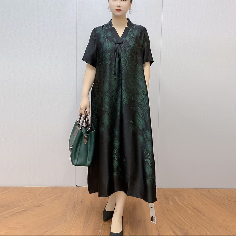 真丝印花连衣裙女2024新款