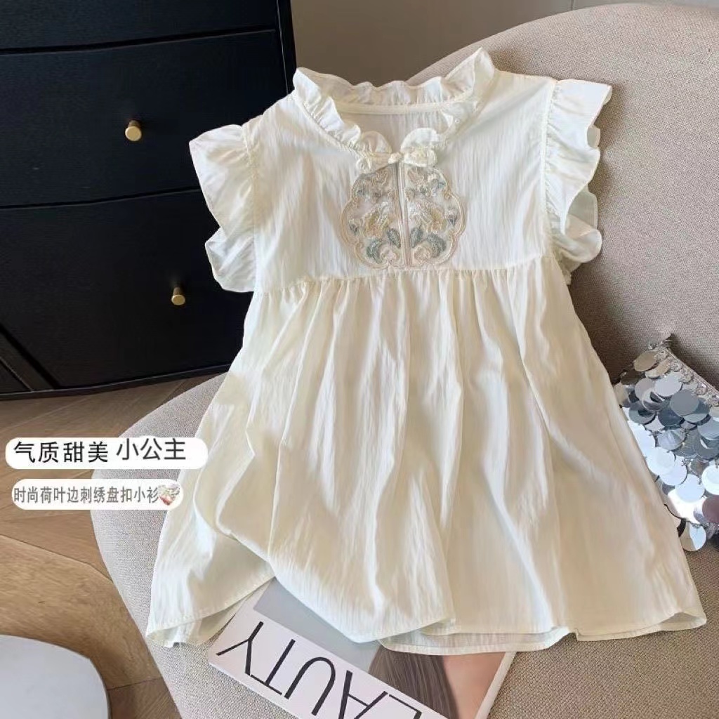 荷叶袖雪纺衫女夏季