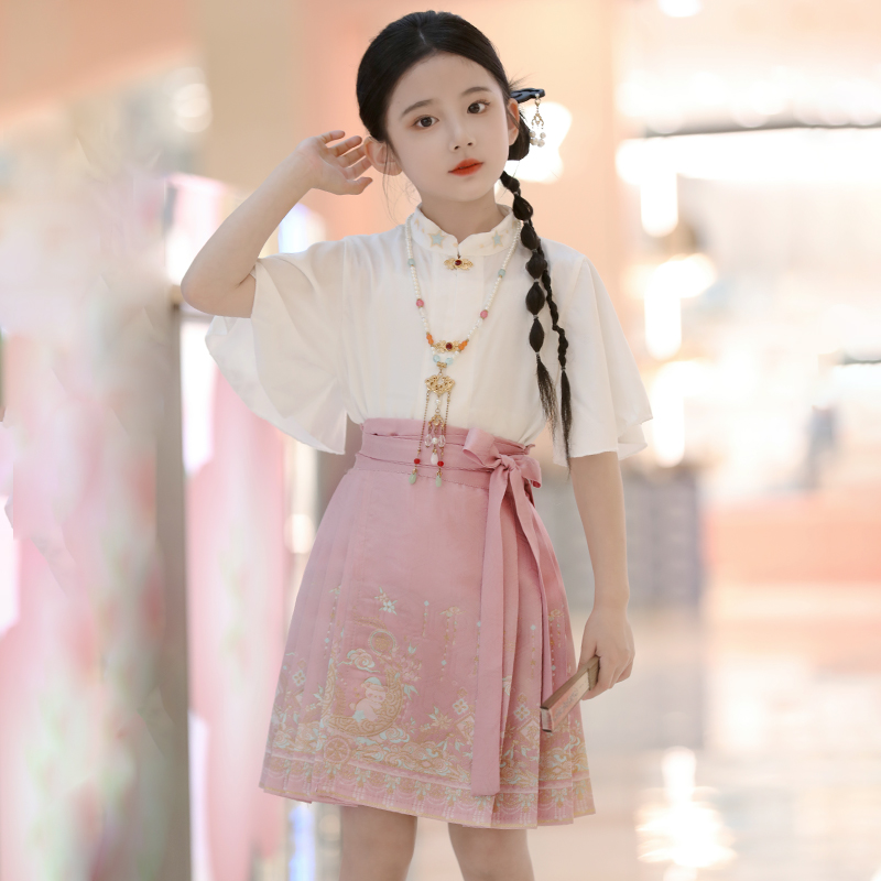 新中式国风马面裙套装女童夏季2024新款