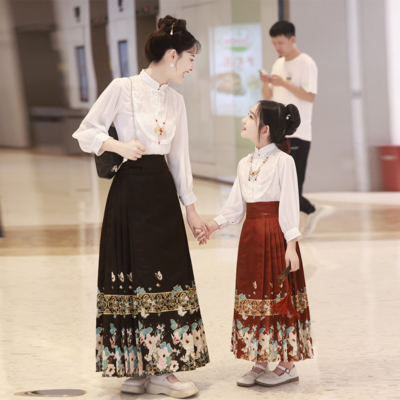 新中式国风马面裙套装女童夏季2024新款