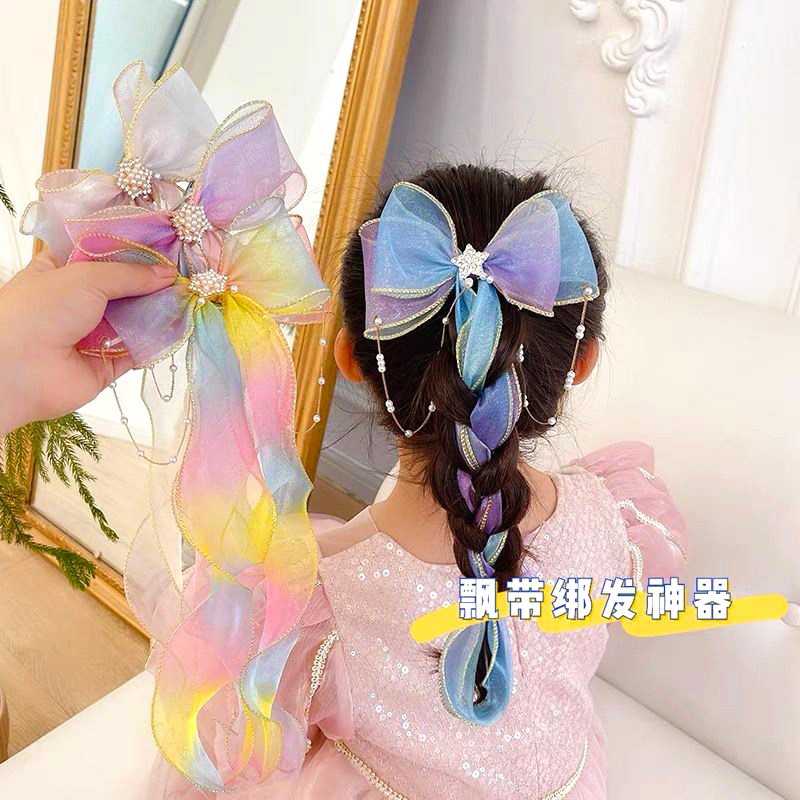 蝴蝶结发饰带珍珠