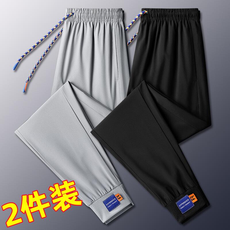 灰色卫裤男2024新款宽松薄款束脚运动裤