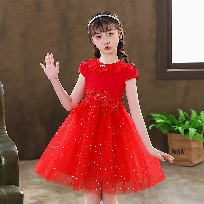 红色礼服裙子儿童