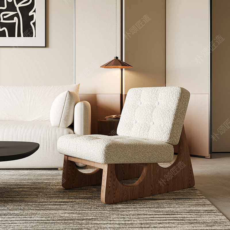 实木单人沙发椅现代简约