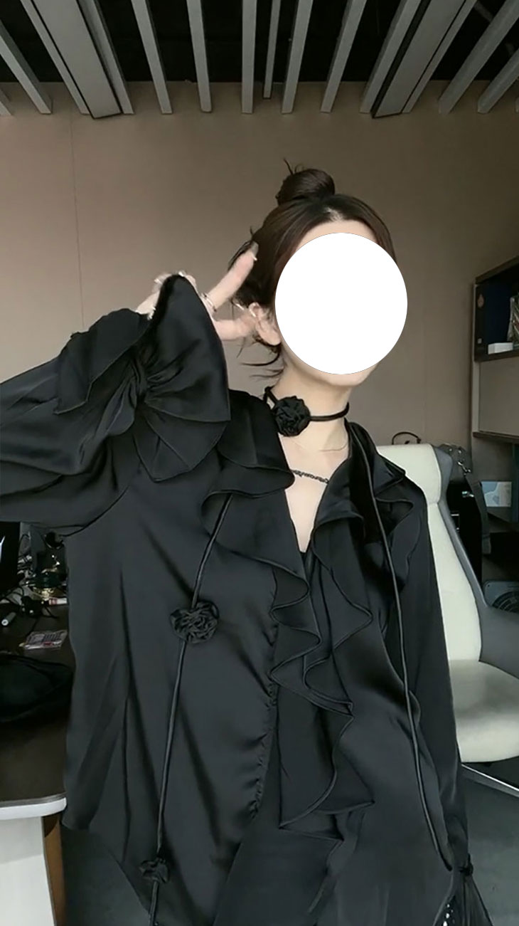 荷叶袖上衣女长袖
