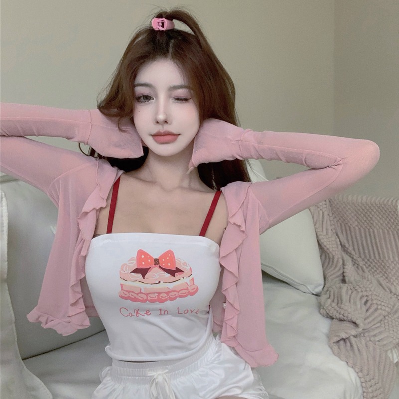 荷叶袖上衣女长袖
