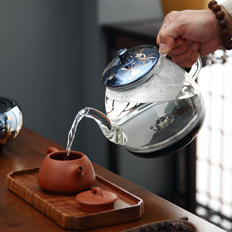 耐高温玻璃蒸煮两用茶壶