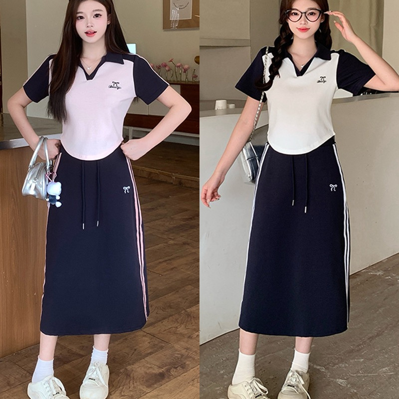 大码胖mm半身裙套装夏