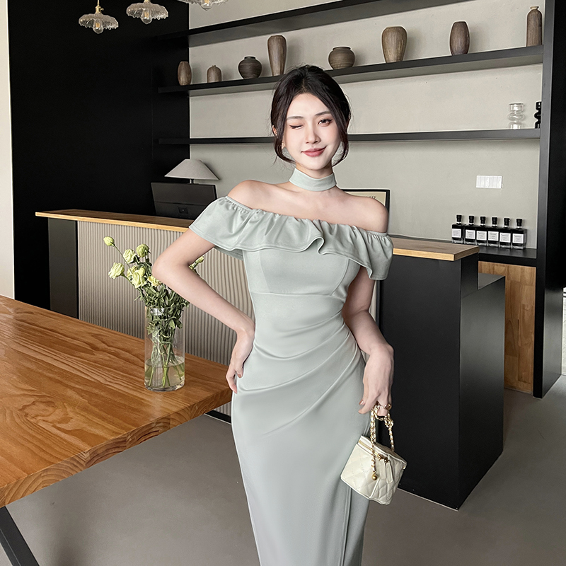 连衣裙女夏设计感小众收腰显瘦长裙