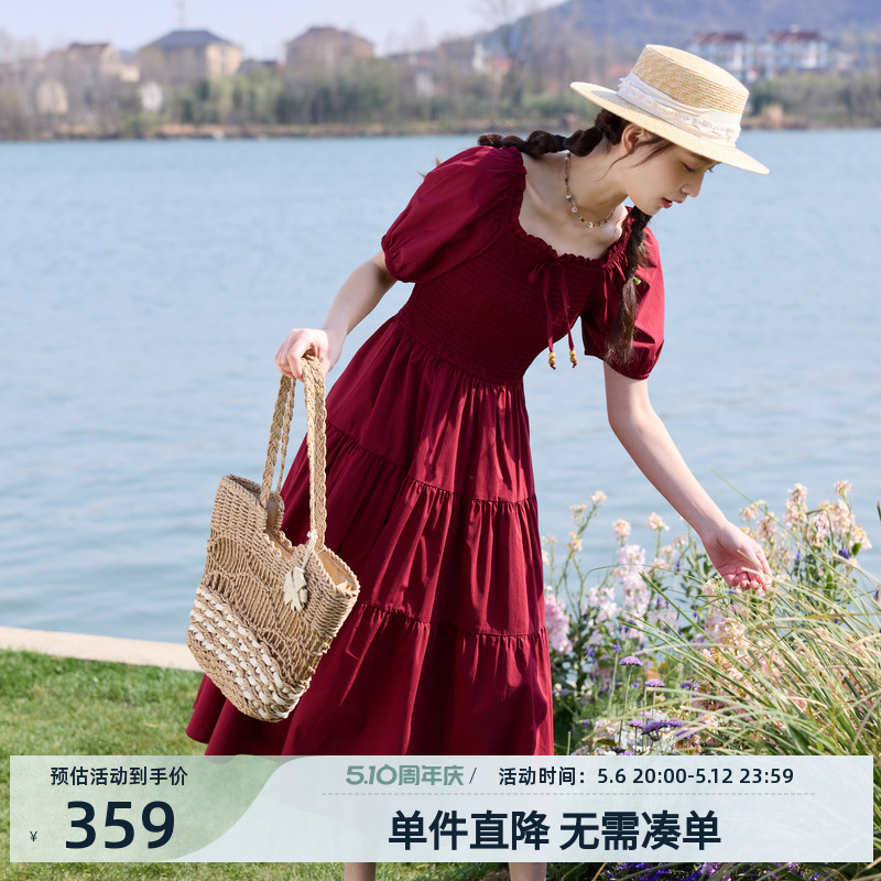 显瘦连衣裙夏季红色