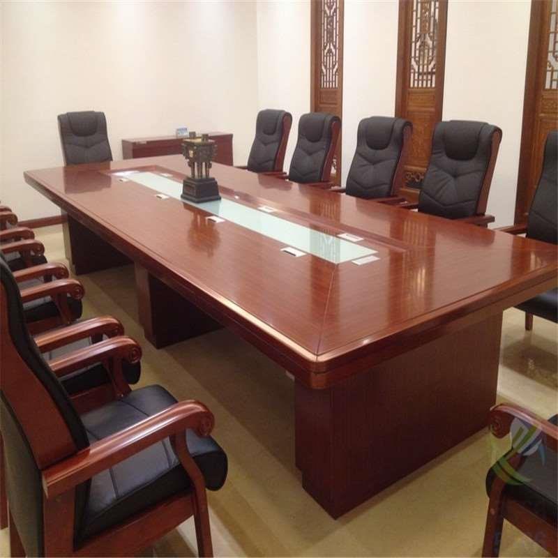 油漆会议桌长桌椅组合大小型实木皮