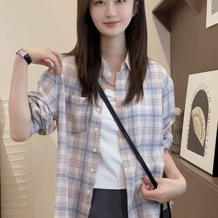 格子上衣女夏外套
