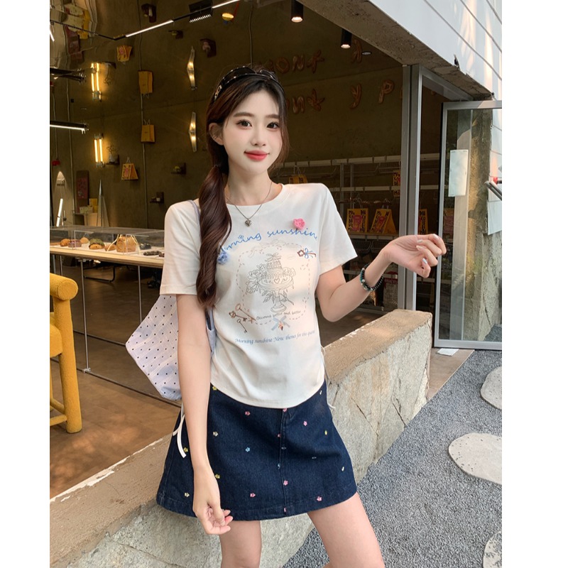 牛仔半身裙套装大码胖mm夏