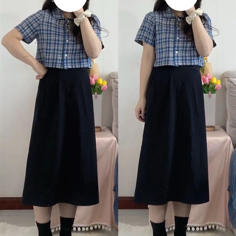 半身裙套装大码胖mm夏小个子